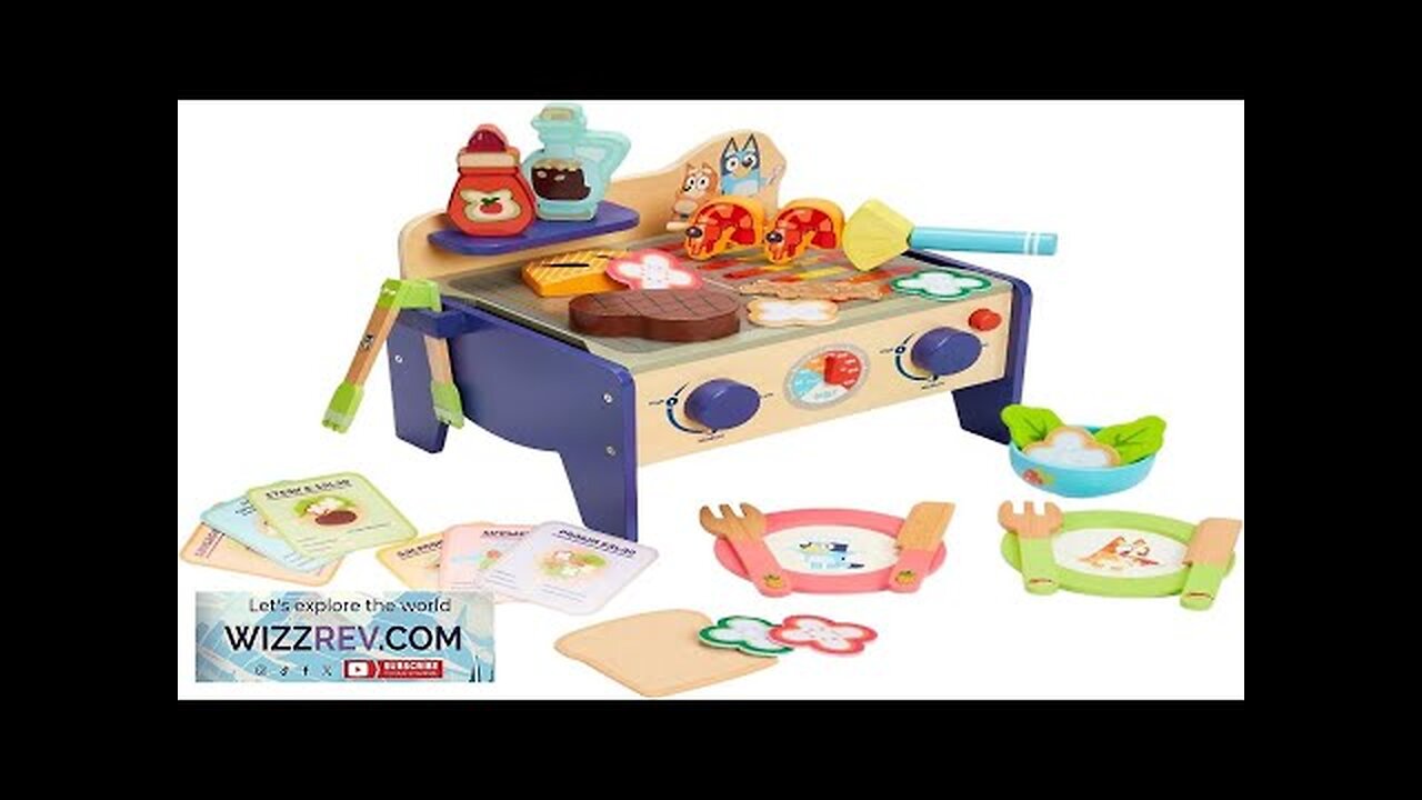 Bluey – Wooden BBQ and Salad Set 33-Piece Colorful Playset with Tongs Review