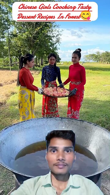 #creatorsearchinsights Chinese Girls Coocking Tasty Desert In Forest 😋