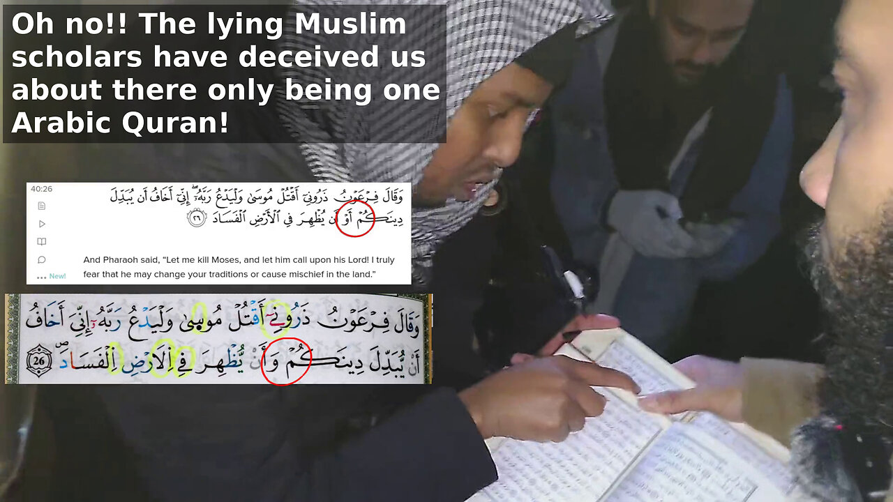 Two Different Arabic Qurans With Some Lying Dawah Muslims At Speakers Corner