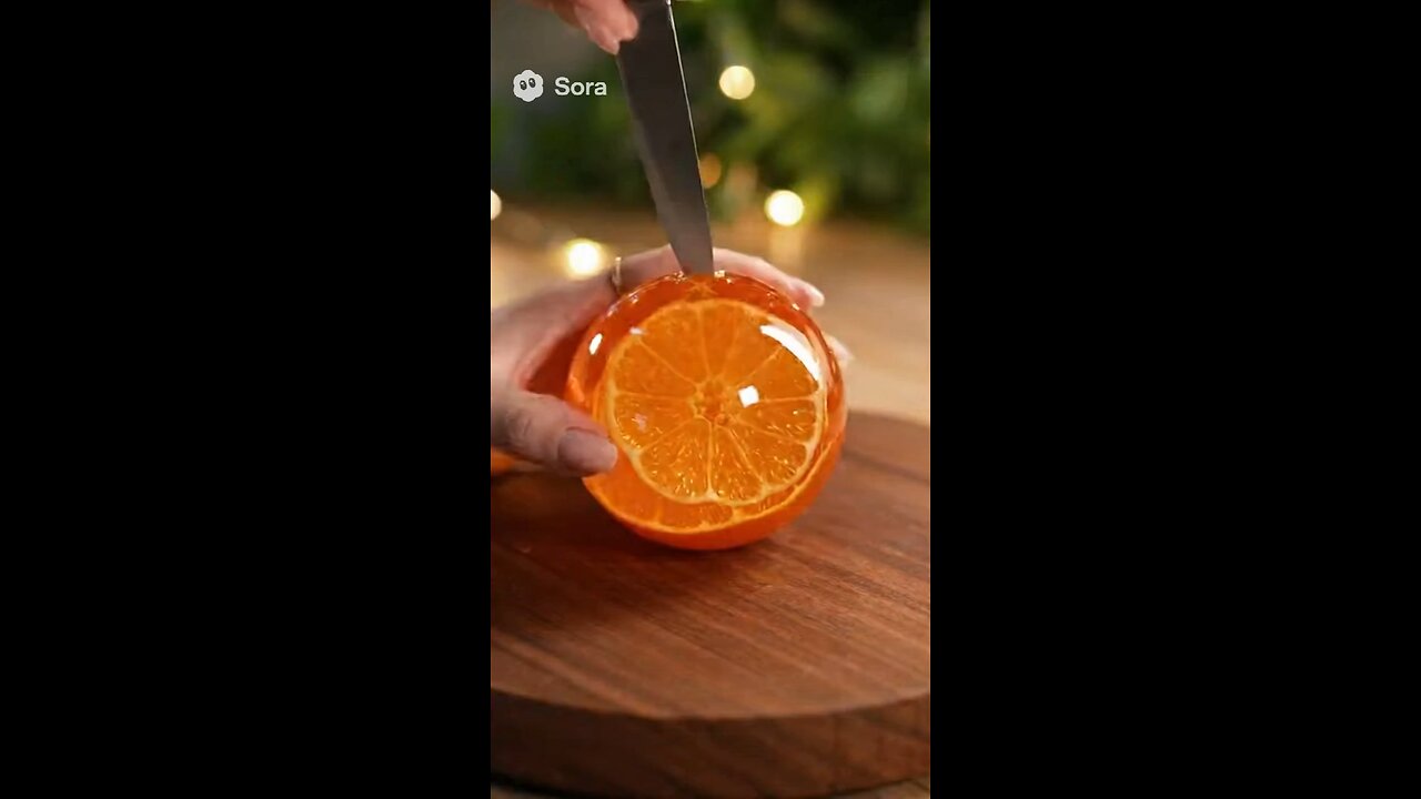 Slicing a Crystal Tangerine | Silent ASMR with Glowing Citrus