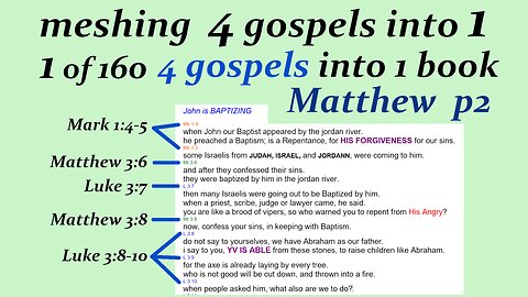 090b 4 gospels into 1 book p2 Matt re ordering Jesus bible