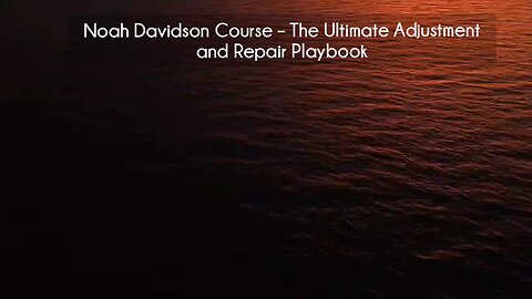 (courseslibrary.com)Noah Davidson Course The Ultimate Adjustment and Repair Playbook Course download