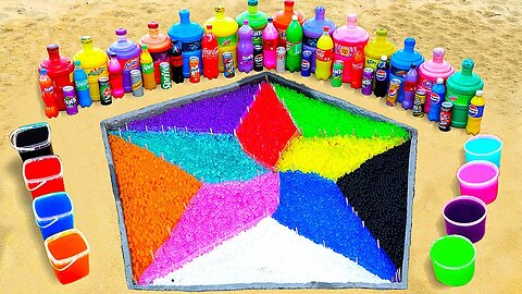 How to make Rainbow Star in Hexagon with Orbeez, Big Coca Cola, Fanta, 7up, Mtn Dew, Soda and Mentos