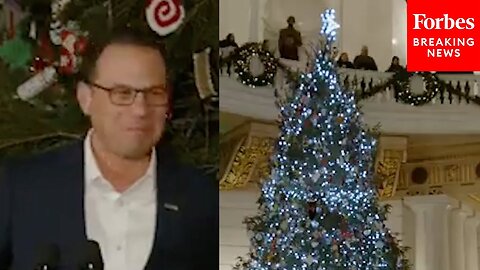 Gov. Josh Shapiro Holds Capitol Christmas Tree Lighting In Harrisburg, Pennsylvania