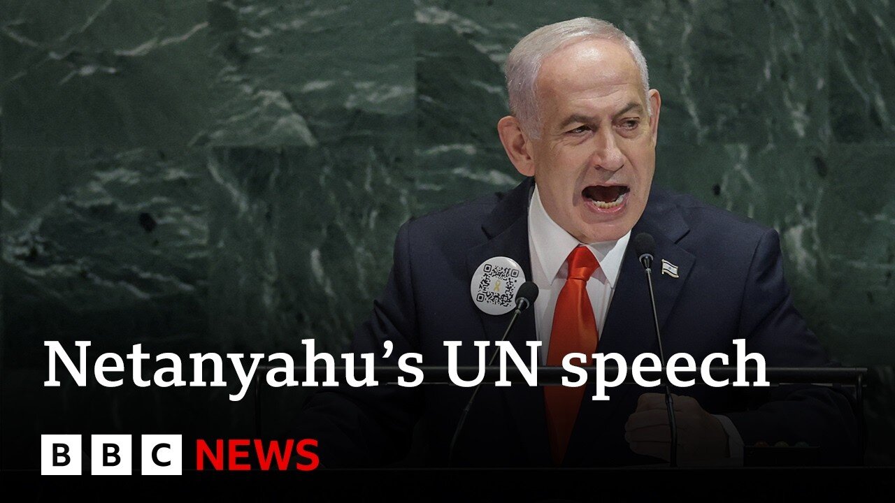 Netanyahu calls Palestinian recognition 'disgraceful', as dozens walk out of UN speech | BBC News