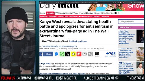 Kanye West APOLIGIZES In Full Page Ad, Says He Has Brain Damage | Tim Pool