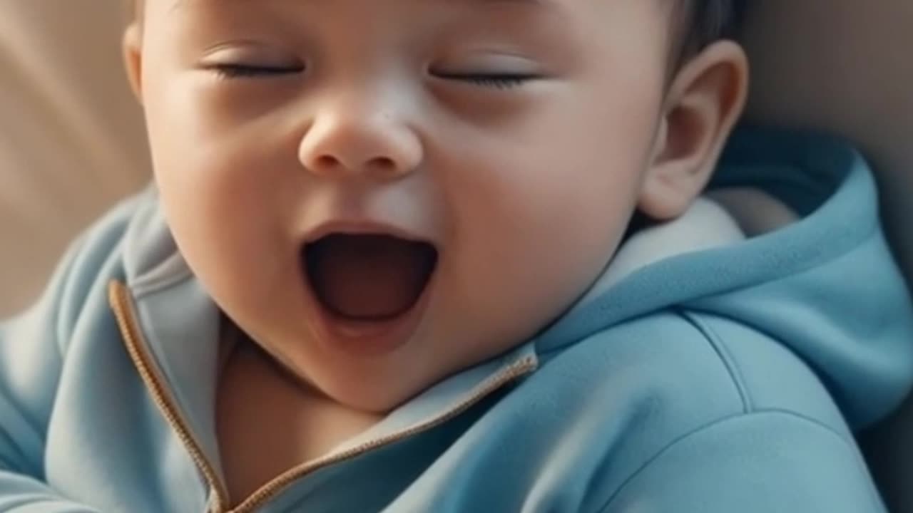 cute baby yawning