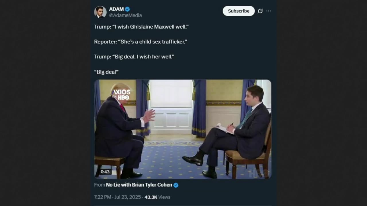 Trump Says Big Deal To Child S** Trafficking by Ghislaine Maxwell? WTF...