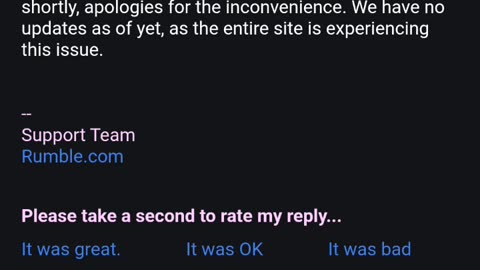 An update from rumble support