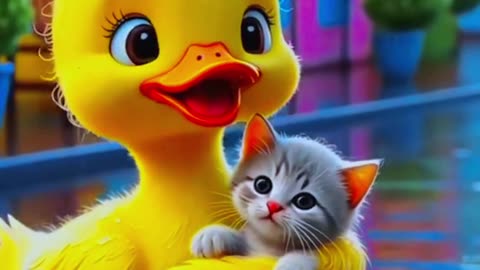 A cute friendship between chick and kitten 😍🫶