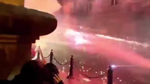 Georgian man with a firework gun