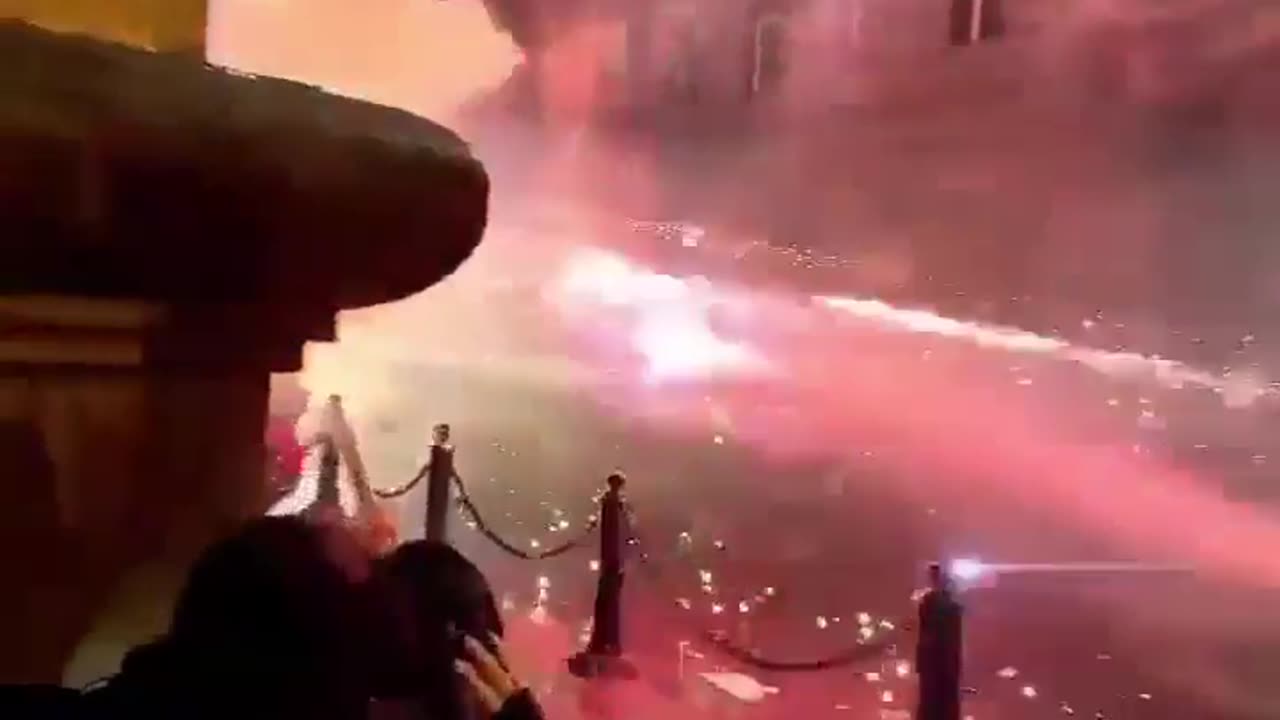 Georgian man with a firework gun