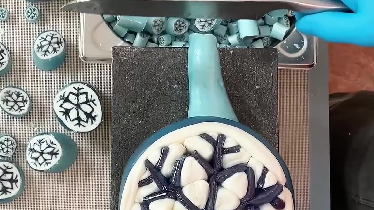 Softly Cutting ASMR ❄️ Snowflake Candies Like Magic!