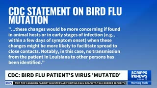 Testing reveals bird flu virus mutated in person with severe case in Louisiana.