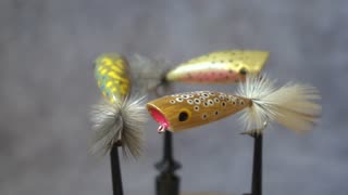 Hand carved balsa wood trout poppers