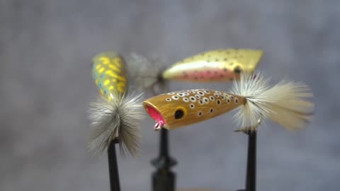 Hand carved balsa wood trout poppers