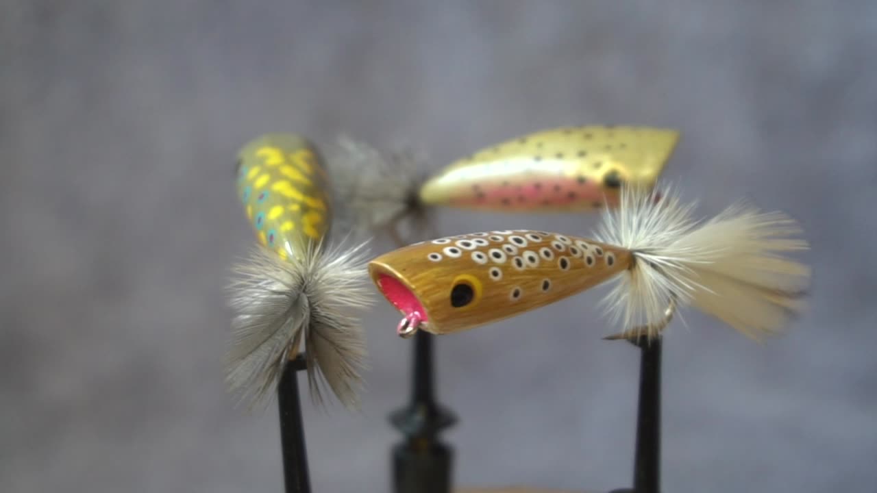 Hand carved balsa wood trout poppers