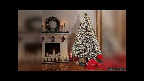 6.5Ft Pre-lit Artificial Christmas Tree with Incandescent Warm White Lights Snow Flocked Review