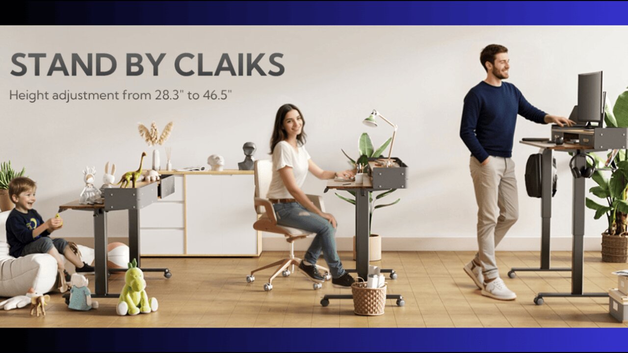 Standing Desk with Drawers, Stand Up Electric Standing Desk Adjustable Height