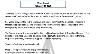 WAR REPORT - FEBRUARY 19 2025 - THE DEEP STATE IS FALLING