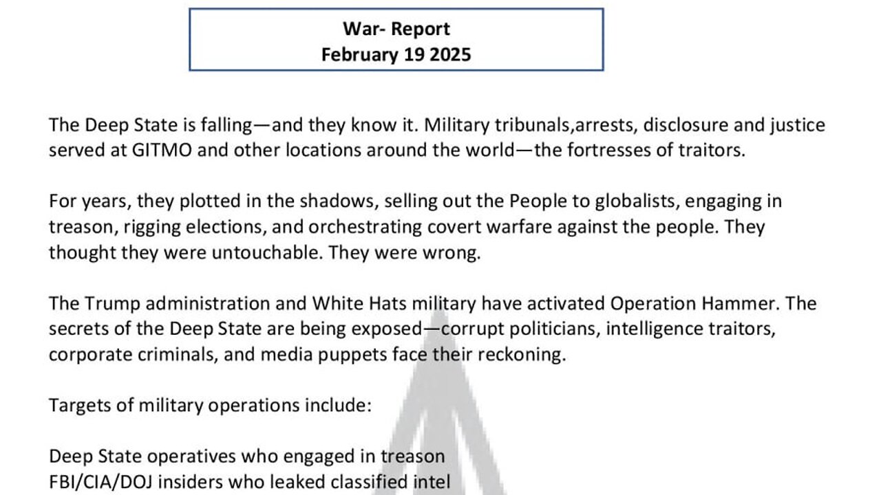 WAR REPORT - FEBRUARY 19 2025 - THE DEEP STATE IS FALLING