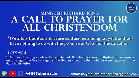 MINISTER RICHARD KING - A CALL TO PRAYER FOR ALL CHRISTENDOM