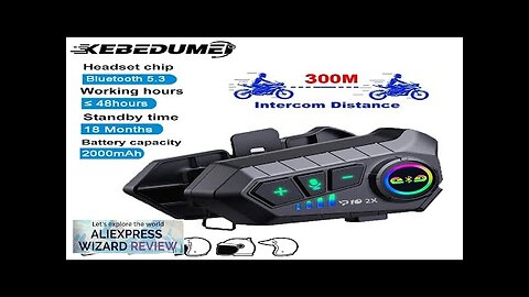 Motorcycle Intercom Helmet Headset 300m Wireless Communicator Interphone Waterproof Review