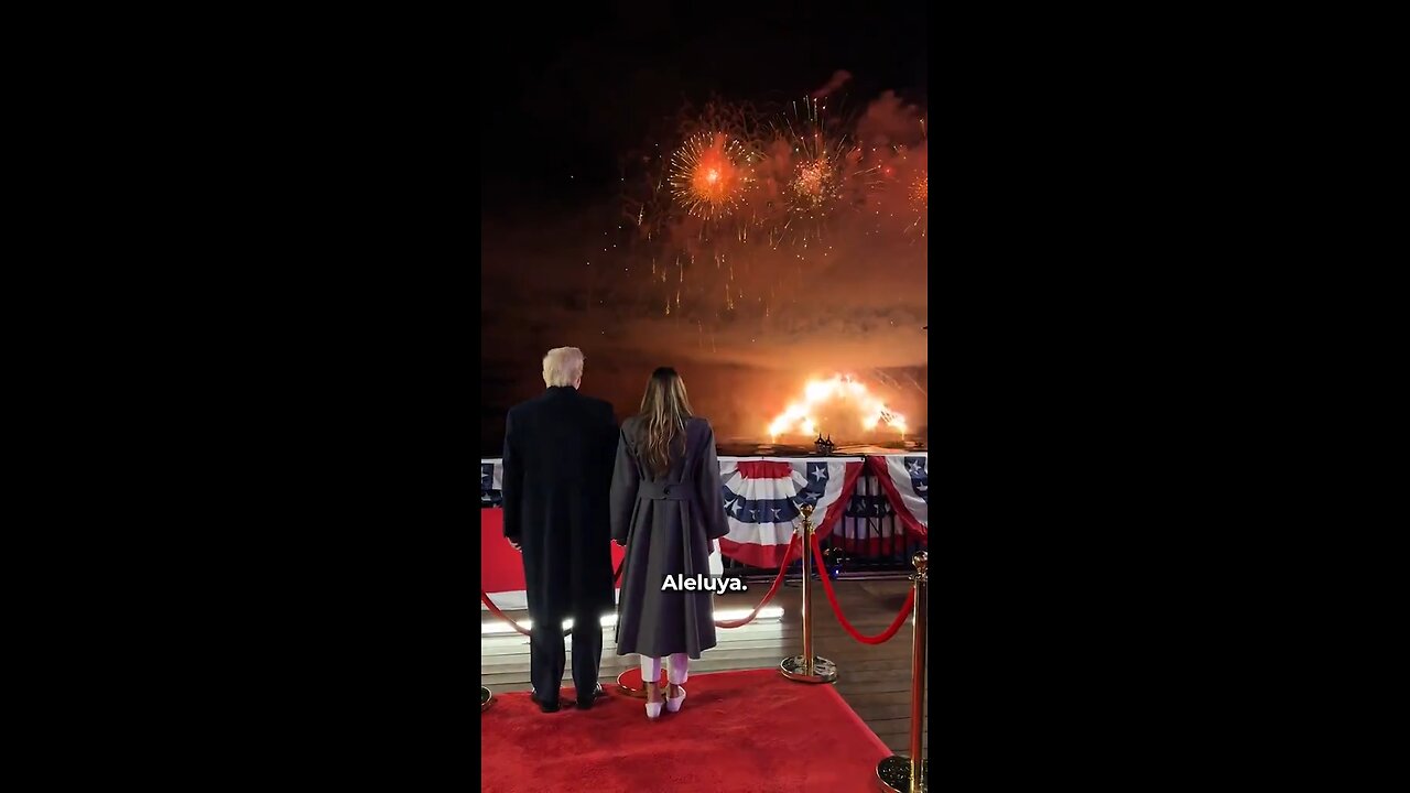 Donald and Melania Trump watch the fireworks in the celebration before his inauguration.