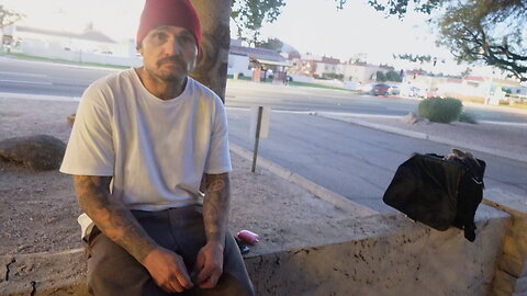 Thomas is 42 and has been homeless for 10 years. "I always have a couch to surf on here or there."