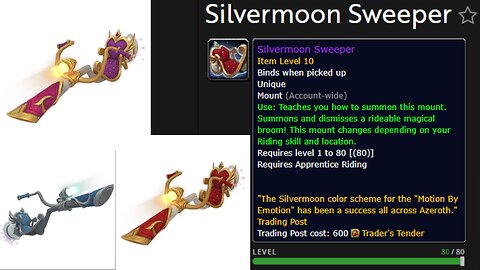 World Of Warcraft NEW Mount Sllvermoon Sweeper Patch 11.1