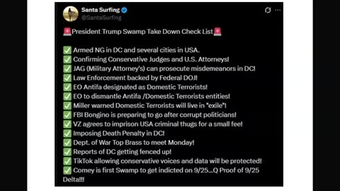 Santa Surfing 9/27/2025 - Comey Indicted yet Missing! Domestic Terrorist Org Antifa is out! PANIC 