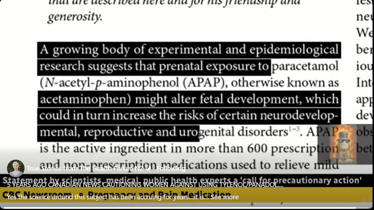 2020 Warning Against Tylenol in Pregnancy | Canadian Broadcasting Corporation