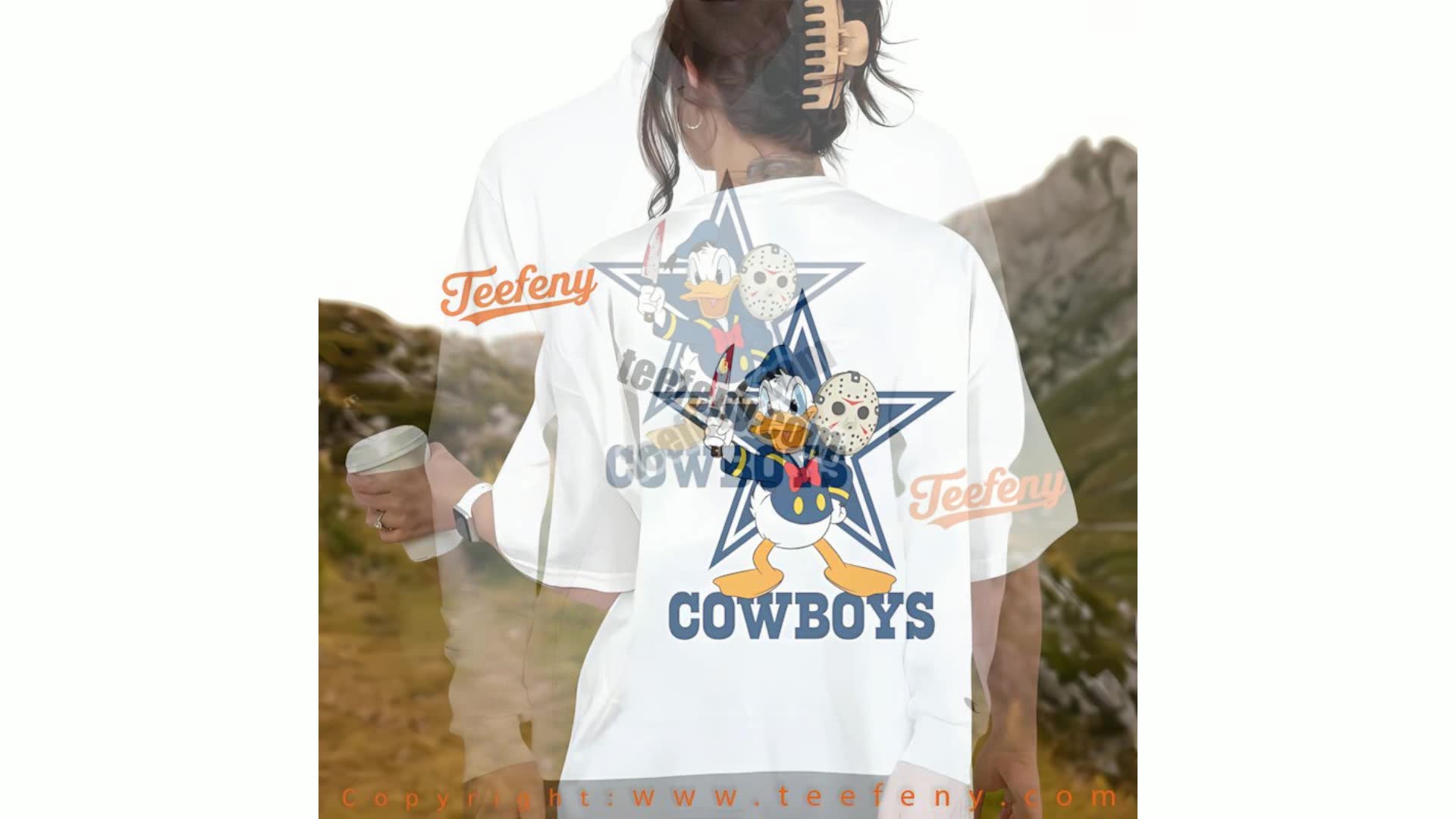 Dallas Cowboys Donald Duck Jason Mask Halloween Shirt Women