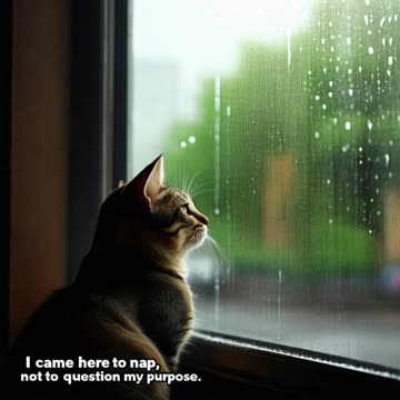 Rainy Reflections: A Cat’s Quiet Moment