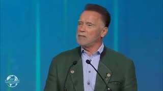 Arnold’s at it again, giving a Hollywood speech about “a world without oil and coal”