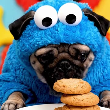 Cookie Monster Pug Eats Giant Peanut Butter Cookie | Cute ASMR Dog Mukbang Video