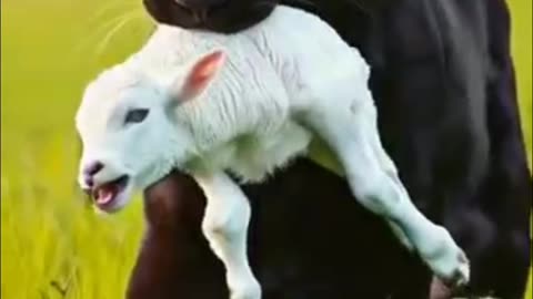 Black panther attack on baby claf cow