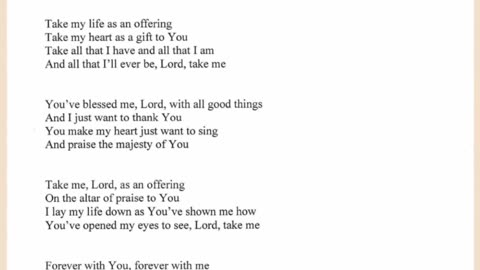 An Offering - Lyrics from the My Eternity Worship Album