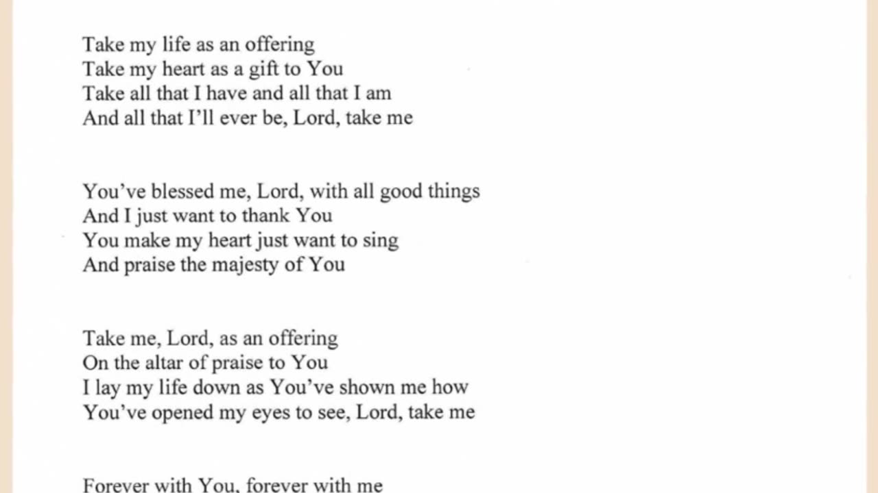 An Offering - Lyrics from the My Eternity Worship Album