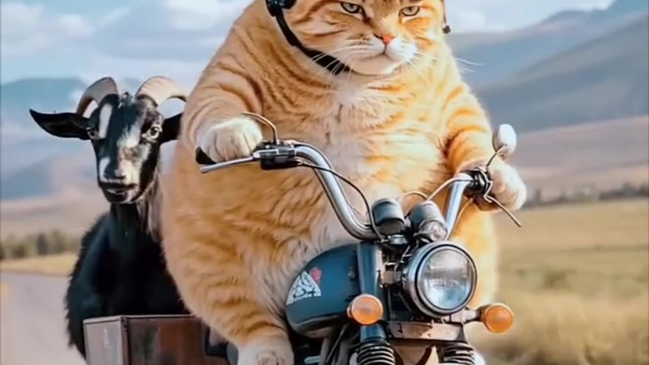 Cat and goat funny Video 🤣
