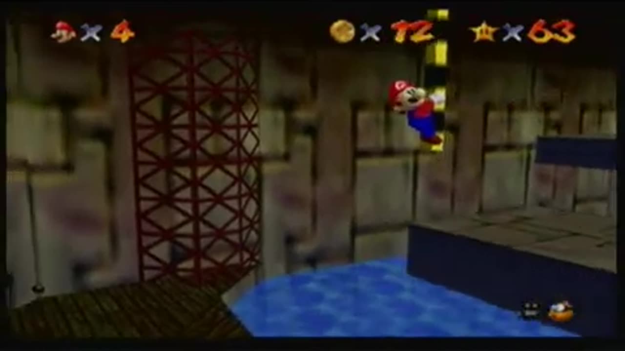 Super Mario 64 - Dire Dire Docks - Pole Jumping for Red Coins