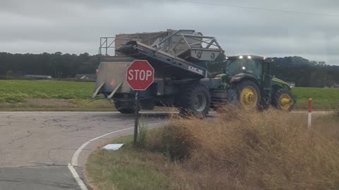 Farm traffic and cotton field