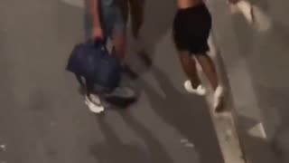 A North African man beats a defenseless young woman in Barcelona.