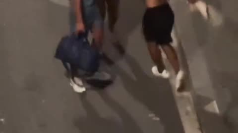 A North African man beats a defenseless young woman in Barcelona.