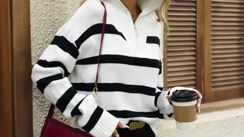 Women's Autumn Winter Minimalist Sweater with Shoulder Cut-Outs and Zipper