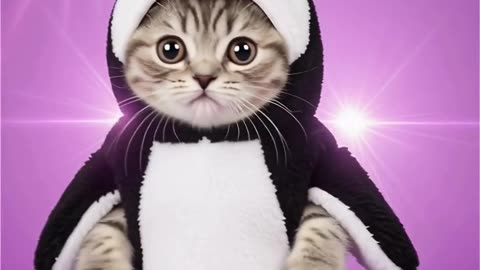 Dancing Cat in a Penguin Costume! 🐧😹 | Funny Pet Short #cat #cats #catsofyoutube #cutecat #funnycat