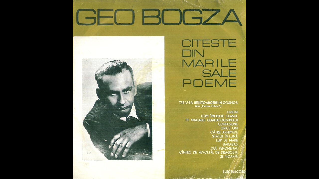 "Confesiuni" de Geo Bogza in recitarea proprie