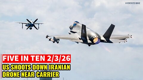 Five in Ten 2/3/26: US Shoots Down Iranian Drone Near Aircraft Carrier