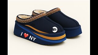 MTA Blue Livery Ugg Platform slippers 3D View