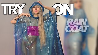 [4K USA] Blue Raincoat Try-On Review | Calm & Elegant Look